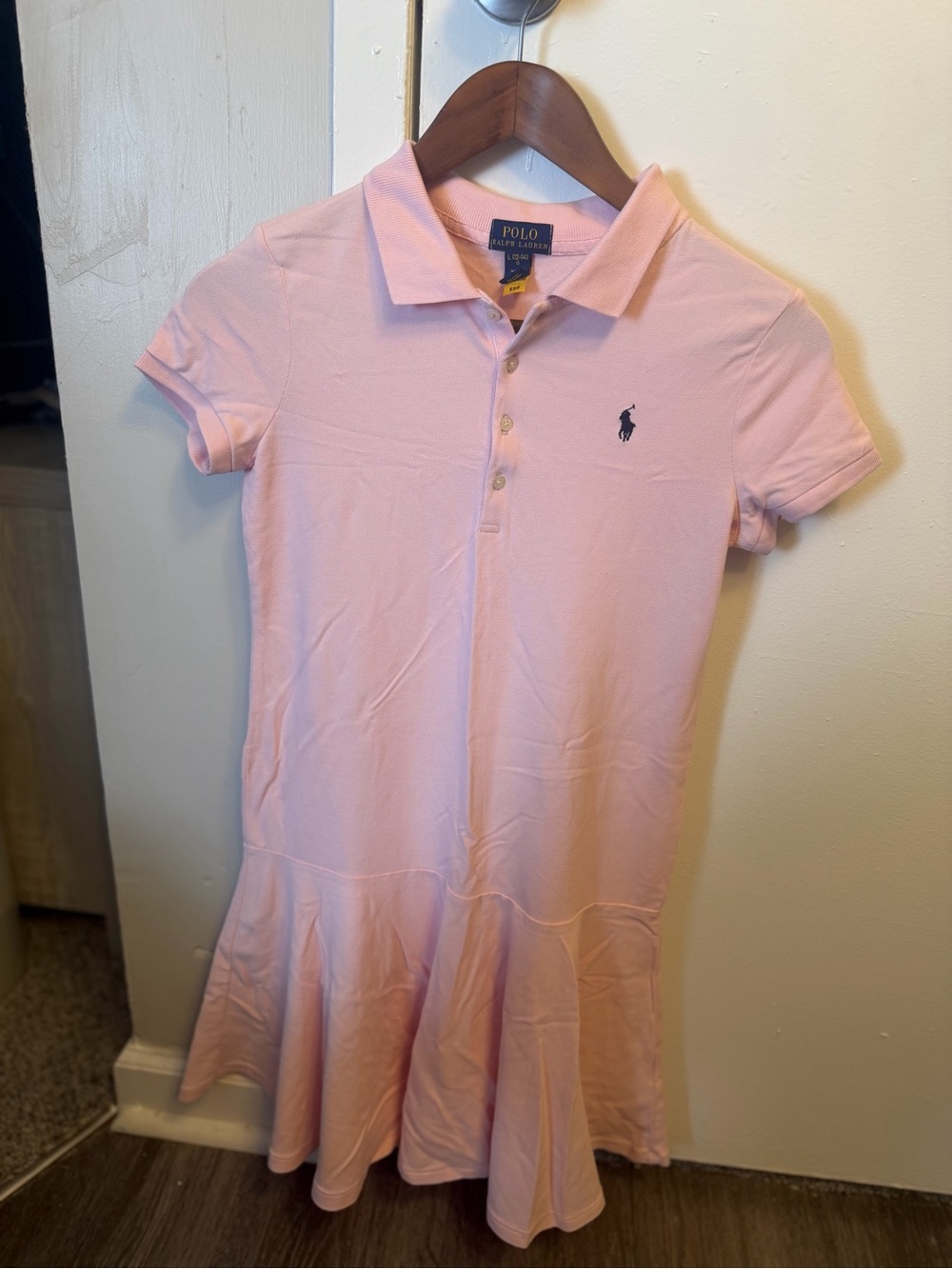 Polo by Ralph Lauren Girls Pink Polo Dress with Navy Pony